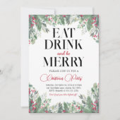 Vacances Joyeux Noël Dîner Fête Invitation (Devant)