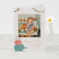 Carte d'anniversaire photo | Animaux de fête pour