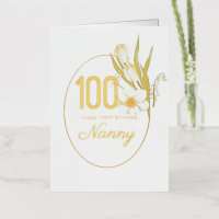 Carte de Fête d'Anniversaire 100 Ans | Fleurs
