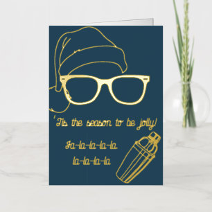 Vacances Métallisée Carte de Noël Hipster avec une Recette de Cocktail