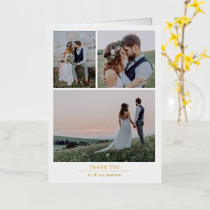 Vacances Métallisée Carte de remerciement de mariage minimaliste 4 pho