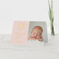 Carte de remerciement photo rose avec bannière cro