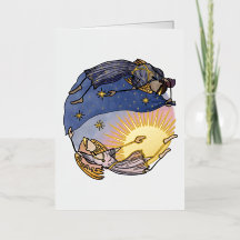 Carte de vœux en feuille pliée Nyx et Hespera