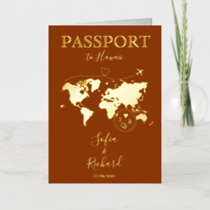 Vacances Métallisée Carte du monde de mariage Boho Terracotta Passepor