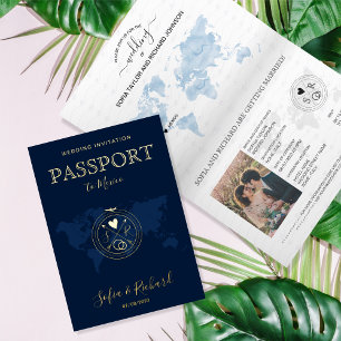 Vacances Métallisée Carte du monde de passeport de mariage de destinat