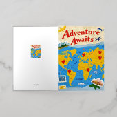 Vacances Métallisée Carte du monde parsemée d'épingles en forme de cœu (Mise à l'extérieur)