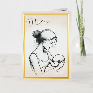 Vacances Métallisée Croquis de l'amour maternel avec enfant - Carte de