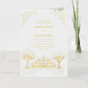 Vacances Métallisée Elégante carte de voeux Mariage Foil avec aquarell