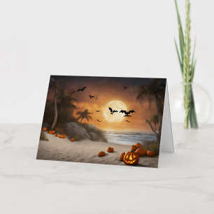 Vacances Métallisée Halloween Éffrayant à The Beach - Carte de voeux