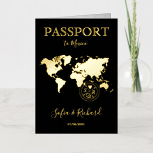 Vacances Métallisée Mariage de Destination Carte du Monde Passeport Mo