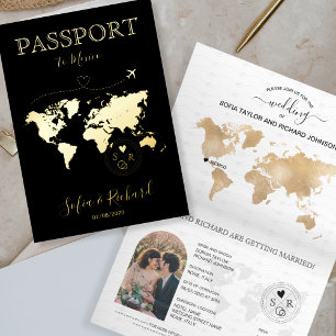 Vacances Métallisée Mariage de Destination Carte du Monde Passeport No