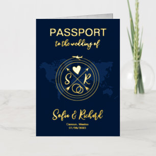 Vacances Métallisée Mexique Carte du monde Mariage Monogramme de passe