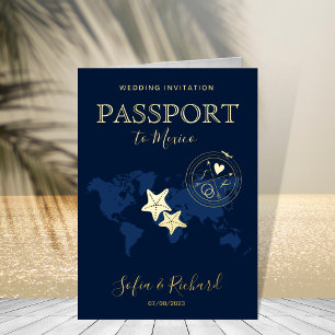 Vacances Métallisée Passeport Carte du monde étoile de mer Mariage sur