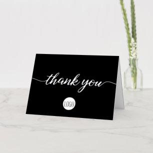 Vacances Métallisée Simple logo noir personnalisé Carte de remerciemen