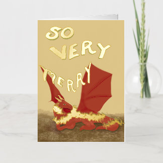 Vacances Métallisée Très joyeux, dragon rouge, carte de vœux
