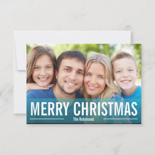 VACANCES MODERNES CARTE PHOTO MERRY CHRISTMAS Blue (Devant)