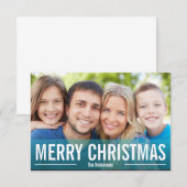 VACANCES MODERNES CARTE PHOTO MERRY CHRISTMAS Blue (Devant / Derrière)
