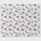 Vacances Noël Oiseau d'hiver Papier cadeau d'envel (Plat)