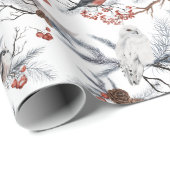 Vacances Noël Oiseau d'hiver Papier cadeau d'envel (Coin rond)