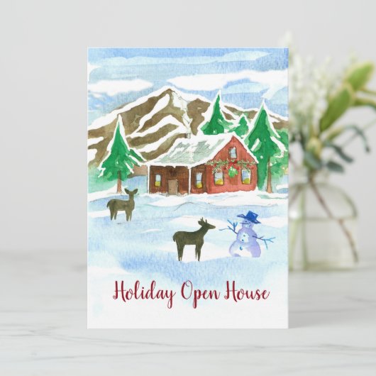 Vacances Open House Noël Fête Invitation (Debout devant)