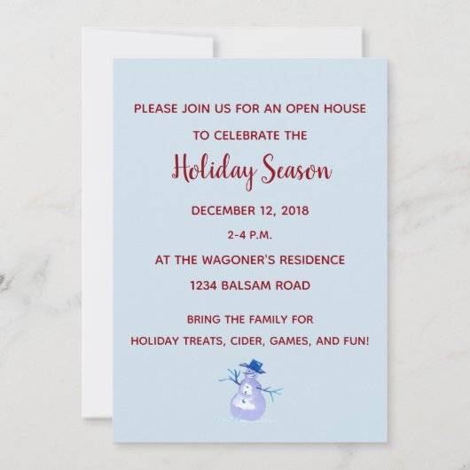 Vacances Open House Noël Fête Invitation (Dos)