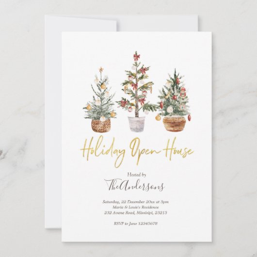 Vacances Open House Noël Fête Invitation (Devant)