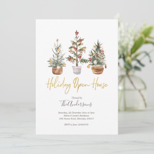 Vacances Open House Noël Fête Invitation (Debout devant)