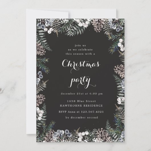 Vacances Pastel Verdure Fête de Noël Invitation (Devant)