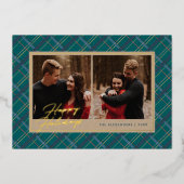 Vacances Plaid Hiver Foil 2 Cartes photos - Vert (Recto)