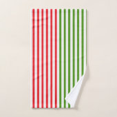 Vacances Rouge & Elf Green Candy Stripe (Serviette à main)