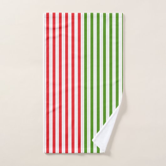 Vacances Rouge & Elf Green Candy Stripe (Serviette à main)