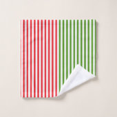 Vacances Rouge & Elf Green Candy Stripe (Gant de toilette)