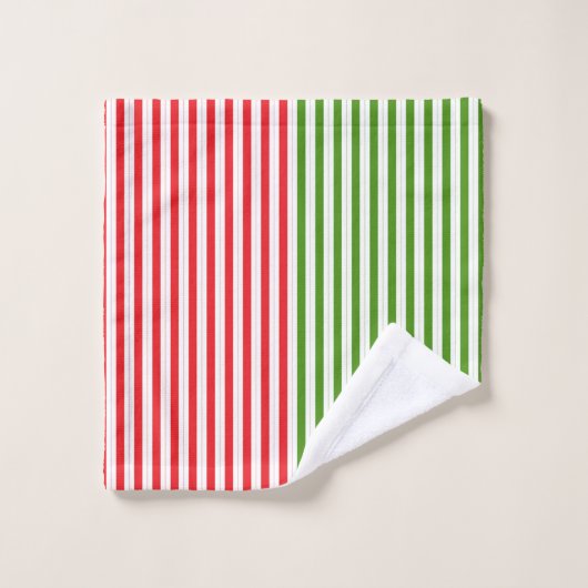 Vacances Rouge & Elf Green Candy Stripe (Gant de toilette)