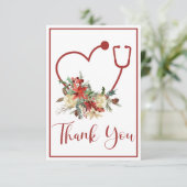 Vacances Rouge Floral Stethoscope Coeur Merci (Debout devant)