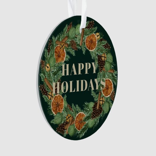 Vacances Rustique séché Orange Pine Wreath Photo (devant)