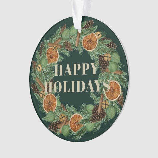 Vacances Rustique séché Orange Pine Wreath Photo (devant)