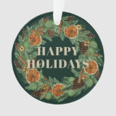 Vacances Rustique séché Orange Pine Wreath Photo (devant)