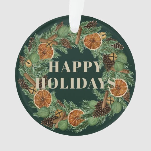 Vacances Rustique séché Orange Pine Wreath Photo (devant)