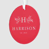 Vacances rustiques monogramme rouge ornement photo (devant)