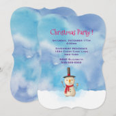 Vacances Snowman Waving Christmas Party Invitation (Devant / Derrière)