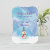 Vacances Snowman Waving Christmas Party Invitation (Debout devant)