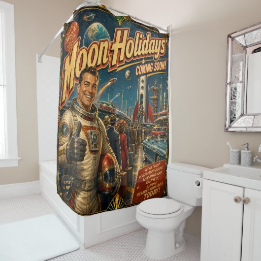 Vacances sur la lune, rideau de douche (En situation)