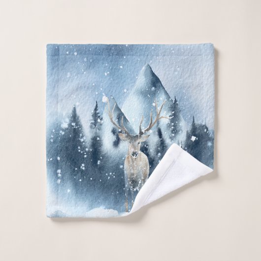 Vacances sur l'aquarelle et la neige (Gant de toilette)