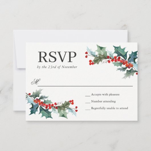 Vacances Verdure Aquarelle Mariage RSVP (Devant)