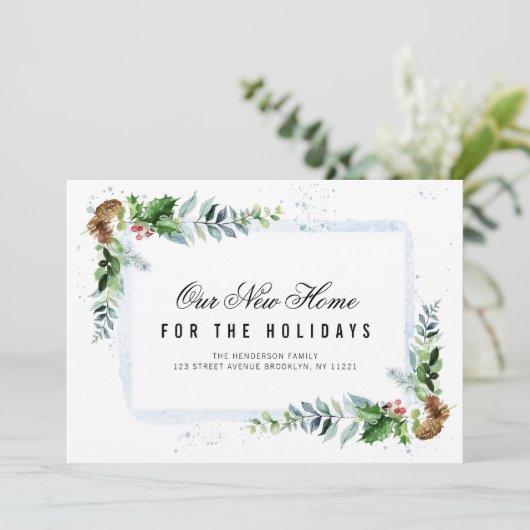 vacances verdure nouvelle maison carte faire-part (Debout devant)