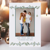 Vacances vertes | Carte photo de Noël botanique