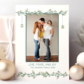 Vacances vertes | Carte photo de Noël botanique