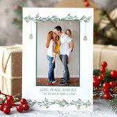 Vacances vertes | Carte photo de Noël botanique