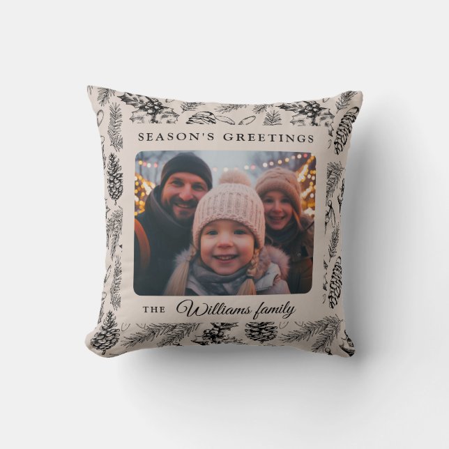 Vacances Vintage Famille Photo Pillow Oreiller (Recto)