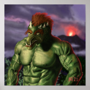 Vacatie van vulkaantroll Fantasy Wall Art afdrukke Poster